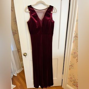 Red velvet floor length dress